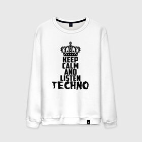 Мужской свитшот хлопок с принтом Keep calm and listen Techno в Екатеринбурге, 100% хлопок |  | ebm | edm | hi nrg | techno | габбер | даб | детройт | дип | индастриал | италиан | минимал | музыка | синтипоп | тек хаус | техно | фанк | хард | чикаго хаус | шранц | эйсид | электро | электронная