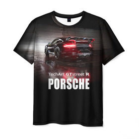 Мужская футболка 3D с принтом Porsche GTstreet R в Екатеринбурге, 100% полиэфир | прямой крой, круглый вырез горловины, длина до линии бедер | auto | porsche 911 | turbo s | авто | автомобиль | машина | спорткар | суперкар | тачка