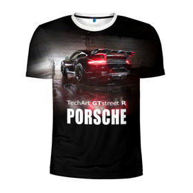 Мужская футболка 3D спортивная с принтом Porsche GTstreet R в Екатеринбурге, 100% полиэстер с улучшенными характеристиками | приталенный силуэт, круглая горловина, широкие плечи, сужается к линии бедра | auto | porsche 911 | turbo s | авто | автомобиль | машина | спорткар | суперкар | тачка