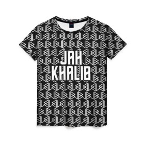 Женская футболка 3D с принтом Jah Khalib в Екатеринбурге, 100% полиэфир ( синтетическое хлопкоподобное полотно) | прямой крой, круглый вырез горловины, длина до линии бедер | jah khalib | jahkhalib | snd | znnkn | бахтияр мамедов | битмейкер | джа калиб | джакалиб | джах халиб | если че | жах халиб | певец | продюсер | реп | репер | рэп | рэпер | хип хоп | хипхоп | я баха
