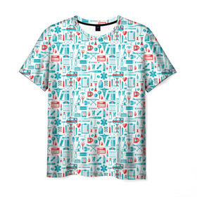 Мужская футболка 3D с принтом 36,6 в Екатеринбурге, 100% полиэфир | прямой крой, круглый вырез горловины, длина до линии бедер | аптека | врач | гиппократ | градусник | медбрат | медик | медсестра | пинцет | скорая | скорая помощь