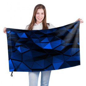 Флаг 3D с принтом Blue abstraction collection в Екатеринбурге, 100% полиэстер | плотность ткани — 95 г/м2, размер — 67 х 109 см. Принт наносится с одной стороны | abstraction | geometry | polygon | абстракция | геометрия | грань | краски | кубик | кубики | линии | мозаика | полигон | разноцветные | ребро | текстура | тени | узор