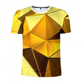Мужская футболка 3D спортивная с принтом Gold texture в Екатеринбурге, 100% полиэстер с улучшенными характеристиками | приталенный силуэт, круглая горловина, широкие плечи, сужается к линии бедра | 