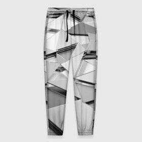 Мужские брюки 3D с принтом Gray triangle в Екатеринбурге, 100% полиэстер | манжеты по низу, эластичный пояс регулируется шнурком, по бокам два кармана без застежек, внутренняя часть кармана из мелкой сетки | 