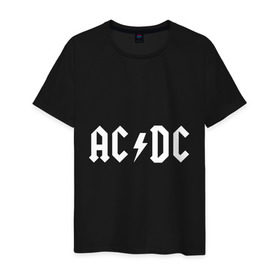 Мужская футболка хлопок с принтом AC/DC в Екатеринбурге, 100% хлопок | прямой крой, круглый вырез горловины, длина до линии бедер, слегка спущенное плечо. | ac dc | acdc | high voltage | ангус | металл | рок | фсвс | эй си ди си | эйсидиси | янг