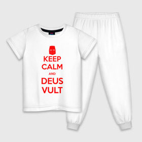 Детская пижама хлопок с принтом Деус вульт в Екатеринбурге, 100% хлопок |  брюки и футболка прямого кроя, без карманов, на брюках мягкая резинка на поясе и по низу штанин
 | Тематика изображения на принте: 