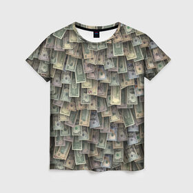 Женская футболка 3D с принтом Доллары США в Екатеринбурге, 100% полиэфир ( синтетическое хлопкоподобное полотно) | прямой крой, круглый вырез горловины, длина до линии бедер | dollar | forex | usa | банкноты | богатство | валюта | деньги | доллар | купюры | паттрен | трейдер | чешуя
