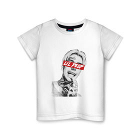 Детская футболка хлопок с принтом lil peep в Екатеринбурге, 100% хлопок | круглый вырез горловины, полуприлегающий силуэт, длина до линии бедер | Тематика изображения на принте: lil peep | лил пип | маленький пип