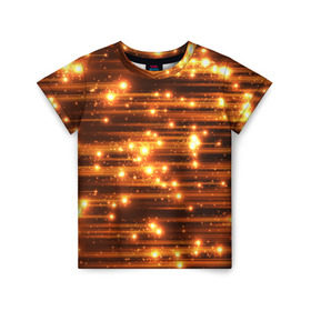 Детская футболка 3D с принтом Огоньки в Екатеринбурге, 100% гипоаллергенный полиэфир | прямой крой, круглый вырез горловины, длина до линии бедер, чуть спущенное плечо, ткань немного тянется | Тематика изображения на принте: кометы | космос | метеорит | огоньки | свет | яркий