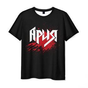 Мужская футболка 3D с принтом Ария в Екатеринбурге, 100% полиэфир | прямой крой, круглый вырез горловины, длина до линии бедер | band | blood | metal | music | rock | ария | атрибутика | группа | кровь | метал | музыка | рок