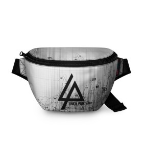Поясная сумка 3D с принтом Linkin Park black&gray 2018 в Екатеринбурге, 100% полиэстер | плотная ткань, ремень с регулируемой длиной, внутри несколько карманов для мелочей, основное отделение и карман с обратной стороны сумки застегиваются на молнию | 