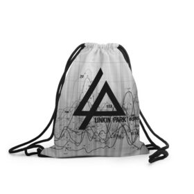 Рюкзак-мешок 3D с принтом Linkin Park black&gray 2018 в Екатеринбурге, 100% полиэстер | плотность ткани — 200 г/м2, размер — 35 х 45 см; лямки — толстые шнурки, застежка на шнуровке, без карманов и подкладки | 
