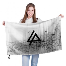 Флаг 3D с принтом Linkin Park black&gray 2018 в Екатеринбурге, 100% полиэстер | плотность ткани — 95 г/м2, размер — 67 х 109 см. Принт наносится с одной стороны | 