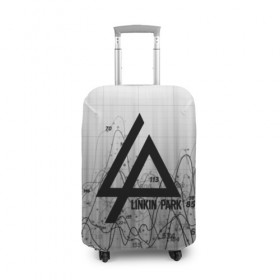 Чехол для чемодана 3D с принтом Linkin Park black&gray 2018 в Екатеринбурге, 86% полиэфир, 14% спандекс | двустороннее нанесение принта, прорези для ручек и колес | 