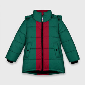Зимняя куртка для девочек 3D с принтом Зеленый бордовый в Екатеринбурге, ткань верха — 100% полиэстер; подклад — 100% полиэстер, утеплитель — 100% полиэстер. | длина ниже бедра, удлиненная спинка, воротник стойка и отстегивающийся капюшон. Есть боковые карманы с листочкой на кнопках, утяжки по низу изделия и внутренний карман на молнии. 

Предусмотрены светоотражающий принт на спинке, радужный светоотражающий элемент на пуллере молнии и на резинке для утяжки. | gucci | гучи | гуччи | полосы