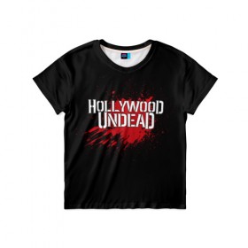 Детская футболка 3D с принтом Hollywood Undead в Екатеринбурге, 100% гипоаллергенный полиэфир | прямой крой, круглый вырез горловины, длина до линии бедер, чуть спущенное плечо, ткань немного тянется | band | blood | hollywood undead | metal | music | rock | атрибутика | группа | кровь | метал | музыка | рок