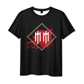 Мужская футболка 3D с принтом Marilyn Manson в Екатеринбурге, 100% полиэфир | прямой крой, круглый вырез горловины, длина до линии бедер | band | blood | marilyn manson | metal | music | rock | атрибутика | группа | кровь | метал | музыка | рок