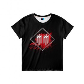 Детская футболка 3D с принтом Marilyn Manson в Екатеринбурге, 100% гипоаллергенный полиэфир | прямой крой, круглый вырез горловины, длина до линии бедер, чуть спущенное плечо, ткань немного тянется | band | blood | marilyn manson | metal | music | rock | атрибутика | группа | кровь | метал | музыка | рок