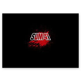 Поздравительная открытка с принтом Sum 41 в Екатеринбурге, 100% бумага | плотность бумаги 280 г/м2, матовая, на обратной стороне линовка и место для марки
 | band | blood | metal | music | rock | sum 41 | атрибутика | группа | кровь | метал | музыка | рок