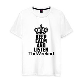 Мужская футболка хлопок с принтом Keep calm and listen The Weeknd в Екатеринбурге, 100% хлопок | прямой крой, круглый вырез горловины, длина до линии бедер, слегка спущенное плечо. | pbrb | pop | rb | the weeknd | trilogy | weeknd | xo | викенд | викнд | икс | иксо | макконен | музыкант | о | рнб | тесфайе | уикенд | уикнд | х | хип хоп | хипхоп | хо | эйбел | эр эн би