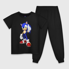 Детская пижама хлопок с принтом Modern Sonic в Екатеринбурге, 100% хлопок |  брюки и футболка прямого кроя, без карманов, на брюках мягкая резинка на поясе и по низу штанин
 | Тематика изображения на принте: sonic | соник