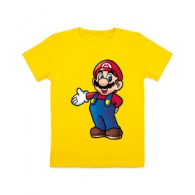 Детская футболка хлопок с принтом Mario в Екатеринбурге, 100% хлопок | круглый вырез горловины, полуприлегающий силуэт, длина до линии бедер | nintendo | марио | нинтендо