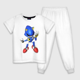 Детская пижама хлопок с принтом Metal Sonic в Екатеринбурге, 100% хлопок |  брюки и футболка прямого кроя, без карманов, на брюках мягкая резинка на поясе и по низу штанин
 | метал соник | металл соник