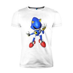 Мужская футболка премиум с принтом Metal Sonic в Екатеринбурге, 92% хлопок, 8% лайкра | приталенный силуэт, круглый вырез ворота, длина до линии бедра, короткий рукав | метал соник | металл соник