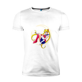 Мужская футболка премиум с принтом Sailor Moon в Екатеринбурге, 92% хлопок, 8% лайкра | приталенный силуэт, круглый вырез ворота, длина до линии бедра, короткий рукав | sailor moon | sailormoon | сейлор мун | сейлормун