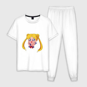 Мужская пижама хлопок с принтом Sailor Moon в Екатеринбурге, 100% хлопок | брюки и футболка прямого кроя, без карманов, на брюках мягкая резинка на поясе и по низу штанин
 | sailor moon | sailormoon | сейлор мун | сейлормун