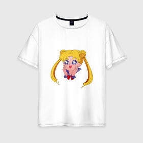Женская футболка хлопок Oversize с принтом Sailor Moon в Екатеринбурге, 100% хлопок | свободный крой, круглый ворот, спущенный рукав, длина до линии бедер
 | sailor moon | sailormoon | сейлор мун | сейлормун