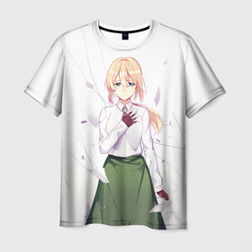 Мужская футболка 3D с принтом Girl в Екатеринбурге, 100% полиэфир | прямой крой, круглый вырез горловины, длина до линии бедер | anime | violet evergarden | аниме | вайолет эвергарден