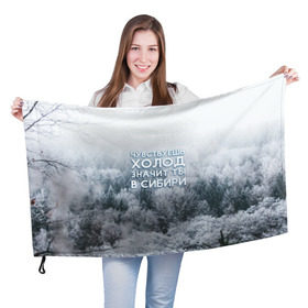 Флаг 3D с принтом Сибирь в Екатеринбурге, 100% полиэстер | плотность ткани — 95 г/м2, размер — 67 х 109 см. Принт наносится с одной стороны | forest | hiking | russia | siberia | taiga | traveling | trees | trekking | деревья | зима | лес | мороз | отдых | охота | природа | путешествия | россия | сибирь | снег | тайга | туризм | холод