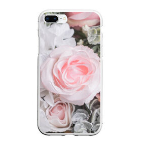 Чехол для iPhone 7Plus/8 Plus матовый с принтом розы в Екатеринбурге, Силикон | Область печати: задняя сторона чехла, без боковых панелей | букет | винтаж | зелень | листья | розовые розы | романтика | цветы
