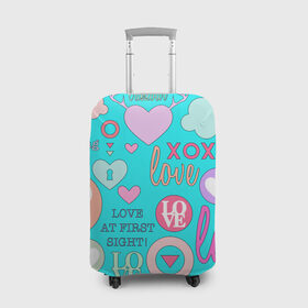 Чехол для чемодана 3D с принтом I Love you в Екатеринбурге, 86% полиэфир, 14% спандекс | двустороннее нанесение принта, прорези для ручек и колес | 14 | love | валентин | губы | день | любовь | подарок | поцелуй | сердце | страсть | февраль