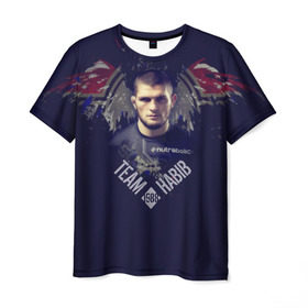 Мужская футболка 3D с принтом Хабиб Нурмагомедов в Екатеринбурге, 100% полиэфир | прямой крой, круглый вырез горловины, длина до линии бедер | ufc | хабиб нурмагомедов