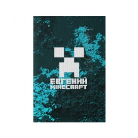 Обложка для паспорта матовая кожа с принтом Евгений в стиле Minecraft в Екатеринбурге, натуральная матовая кожа | размер 19,3 х 13,7 см; прозрачные пластиковые крепления | Тематика изображения на принте: game | minecraft | minecraft nature | minecraft skin | minectaft skins | mobs | name | underground | евгений | женя | имена | крипер | майн крафт