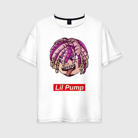 Женская футболка хлопок Oversize с принтом Lil Pump в Екатеринбурге, 100% хлопок | свободный крой, круглый ворот, спущенный рукав, длина до линии бедер
 | face | gang | lil | pump | rap | качер | лил | маленький | насос | памп | репер | рэпер | рэппер | с дредами