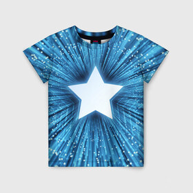 Детская футболка 3D с принтом Звезда в Екатеринбурге, 100% гипоаллергенный полиэфир | прямой крой, круглый вырез горловины, длина до линии бедер, чуть спущенное плечо, ткань немного тянется | Тематика изображения на принте: взрыв | звезда | звездочка | космос | огонёк | свет