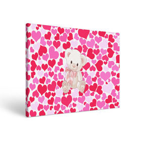 Холст прямоугольный с принтом Белый Мишка в Екатеринбурге, 100% ПВХ |  | 14 февраля | bear | love | teddy | абстракция | арт | девушкам | день всех влюбленных | день святого валентина | животные | медведь | милые | мишка | сердечки | тедди