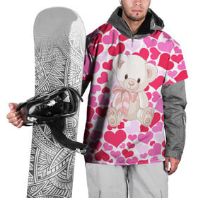 Накидка на куртку 3D с принтом Белый Мишка в Екатеринбурге, 100% полиэстер |  | Тематика изображения на принте: 14 февраля | bear | love | teddy | абстракция | арт | девушкам | день всех влюбленных | день святого валентина | животные | медведь | милые | мишка | сердечки | тедди