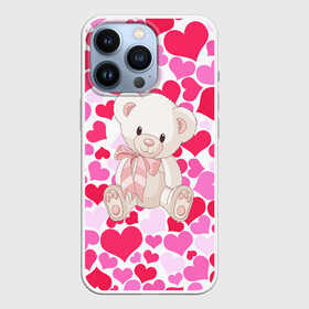 Чехол для iPhone 13 Pro с принтом Белый Мишка в Екатеринбурге,  |  | 14 февраля | bear | love | teddy | абстракция | арт | девушкам | день всех влюбленных | день святого валентина | животные | медведь | милые | мишка | сердечки | тедди