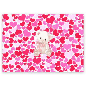 Поздравительная открытка с принтом Белый Мишка в Екатеринбурге, 100% бумага | плотность бумаги 280 г/м2, матовая, на обратной стороне линовка и место для марки
 | 14 февраля | bear | love | teddy | абстракция | арт | девушкам | день всех влюбленных | день святого валентина | животные | медведь | милые | мишка | сердечки | тедди
