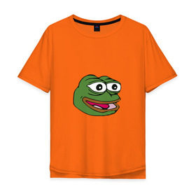 Мужская футболка хлопок Oversize с принтом Pepe frog в Екатеринбурге, 100% хлопок | свободный крой, круглый ворот, “спинка” длиннее передней части | meme pepe мем прикол лягушка