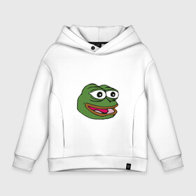 Детское худи Oversize хлопок с принтом Pepe frog в Екатеринбурге, френч-терри — 70% хлопок, 30% полиэстер. Мягкий теплый начес внутри —100% хлопок | боковые карманы, эластичные манжеты и нижняя кромка, капюшон на магнитной кнопке | meme pepe мем прикол лягушка