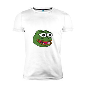 Мужская футболка премиум с принтом Pepe frog в Екатеринбурге, 92% хлопок, 8% лайкра | приталенный силуэт, круглый вырез ворота, длина до линии бедра, короткий рукав | meme pepe мем прикол лягушка