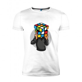 Мужская футболка премиум с принтом ГОЛОВОЛОМКА в Екатеринбурге, 92% хлопок, 8% лайкра | приталенный силуэт, круглый вырез ворота, длина до линии бедра, короткий рукав | голова | кубик рубика