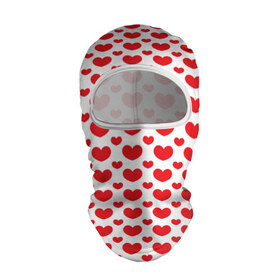 Балаклава 3D с принтом Красные сердечки в Екатеринбурге, 100% полиэстер, ткань с особыми свойствами — Activecool | плотность 150–180 г/м2; хорошо тянется, но при этом сохраняет форму. Закрывает шею, вокруг отверстия для глаз кайма. Единый размер | 