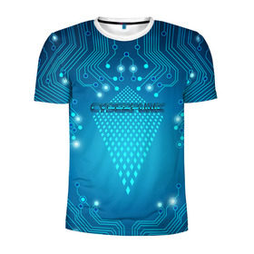 Мужская футболка 3D спортивная с принтом Cyberpunk в Екатеринбурге, 100% полиэстер с улучшенными характеристиками | приталенный силуэт, круглая горловина, широкие плечи, сужается к линии бедра | Тематика изображения на принте: киберпанк | линии | схема