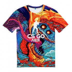 Мужская футболка 3D с принтом Лев в стиле CS GO в Екатеринбурге, 100% полиэфир | прямой крой, круглый вырез горловины, длина до линии бедер | hyper beast | кс го | скоростной зверь